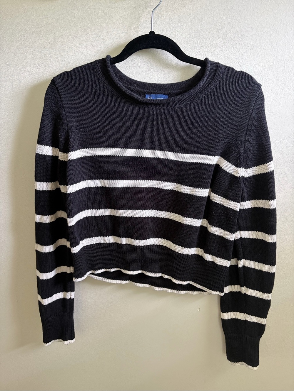 GAP Black & White Striped Cowl-Neck Sweater